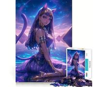 Puzzle 1000 pièces Déesse céleste Bastet Bord Fin Activité intellectuelle Jeu Relaxant Cadeau de Noël Amusant (38x26cm)