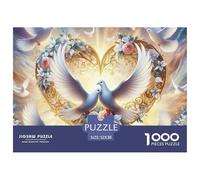 Puzzle 1000 pièces Défi Colombes Paix Amour 52x38cm - Cœur Colombes Ailes Jeu Familial Divertissant Défi Idée Cadeau Parfaite Homme Femme