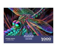 Puzzle 1000 Pièces Défi Libellule Arc-en-Ciel, Plumes Irisées Abstrait, Jeu Familial Amusant Difficile Hommes Femmes 52x38cm