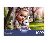 Puzzle 1000 Pièces Défiant Enfant Lapin Printemps - Fille Lapin Sakura, Papier Recy coration Murale Maison, 38x26cm