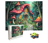 Puzzle 1000 Pièces Dessin animé, Puzzle Adulte Bois, Impossible Classique Jigsaw Puzzles Maison des Champignons, Jeu D'adresse pour Toute la Famille, Puzzles Coloré Jeu de Ponte 75 X 50 cm 8p-441
