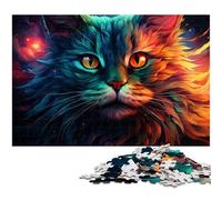 Puzzle 1000 pièces Dessin de Chat coloré Puzzle en Papier pour Adultes pour Les Amoureux de l'été 1000 pièces (38 x 26 cm)