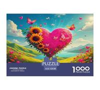 Puzzle 1000 Pièces Détaillé Tournesol Cœur Champ Papillon Difficile Extrême Idée Cadeau Adulte Enfant 52x38cm