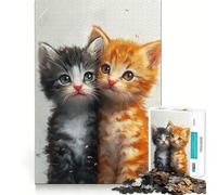 Puzzle 1000 pièces Deux Chatons Mignons, Assemblage Parfait, Jeu Artistique et intellectuel, Divertissement pour se détendre, Cadeau d'anniversaire Amusant (50x75cm)