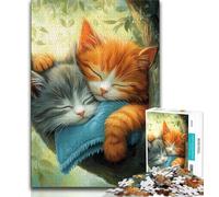 Puzzle 1000 pièces Deux Chats pour Adultes, Jeux d'activités familiales stimulants, Jouet de Bricolage pour décoration Murale de la Maison (75x50cm)