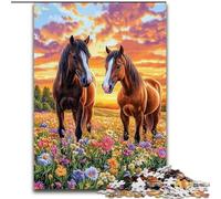 Puzzle 1000 pièces Deux Chevaux Puzzle 1000 pièces pour Adultes Un Casse-tête Stimulant pour Les Adolescents, Parfait pour la décoration intérieure ou comme Cadeau (Taille 26x38cm)