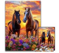 Puzzle 1000 pièces Deux Chevaux Puzzles en Carton Jouet éducatif intellectuel décompressant Bon Cadeau pour Adultes Adolescents 26x38cm