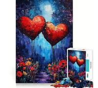 Puzzle 1000 pièces Deux cœurs dans la Nuit, découpe Premium, Jouet d'éveil et de détente, Cadeau d'anniversaire Amusant et paisible (50x75cm)