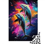 Puzzle 1000 pièces Deux Dauphins sautant pour Adultes Puzzle Cadeau d'halloween Puzzles pour Adultes et Adolescents à partir de 12 Ans 1000 pièces (38 x 26 cm) <