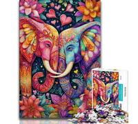 Puzzle 1000 pièces Deux éléphants Puzzles 1000 pièces pour Adultes et Adolescents Jouets éducatifs Jeux Anti-Stress renforce l'amour Entre Couples (50x75cm)