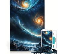 Puzzle 1000 pièces Deux Galaxies en Collision Bord Parfait Jeu cognitif Jeu de Relaxation Décoration Artistique de Noël (50x75cm)