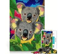 Puzzle 1000 pièces Deux Koalas dans Un Feuillage coloré, Assemblage Parfait, Jeu Artistique et intellectuel, Divertissement pour Les Moments de détente, Cadeau d'anniversaire Amusant (50x75cm)