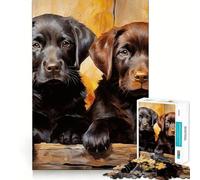 Puzzle 1000 pièces Deux Labradors Retrievers Découpe Impeccable Jeu de logique Amusant et Gratuit Activité d'anniversaire (38x26cm)