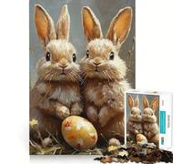 Puzzle 1000 pièces Deux Lapins et Un œuf, découpe Premium, Jouet d'éveil et de réflexion, idéal pour Un Moment de détente et de Divertissement, Cadeau d'anniversaire Amusant (38x52cm)