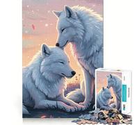 Puzzle 1000 pièces Deux Loups Blancs dans Un Paysage Pastel Pièces nettes Jeu de développement cognitif Moment de Calme et de Divertissement Décoration de Noël (50x75cm)