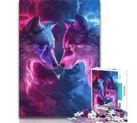 Puzzle 1000 pièces Deux Loups en Couleur pour Adultes Jouets éducatifs et éducatifs pour la Famille pour renforcer l'amour Entre Couples (38x26cm)