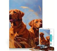 Puzzle 1000 pièces Deux Renards Labradors Roux, découpe Premium, Jouet d'éveil et de détente, Cadeau d'anniversaire Amusant (38x26cm)