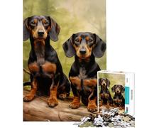 Puzzle 1000 pièces Deux teckels sur Une bûche Jeu Relaxant Jouet addictif pour cultiver la Patience pour Un Anniversaire (Dimensions 38x26cm)