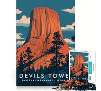 Puzzle 1000 pièces Devils Tower Wyoming Jeu de précision pour l'articulation,activité cérébrale,Divertissement,Cadeau d'anniversaire Artistique (38x52cm)