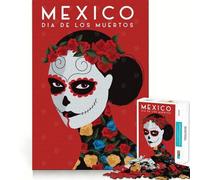 Puzzle 1000 pièces Dia De Los Muertos Jeu de précision pour Les articulations,Amusant et Stimulant pour l'esprit,idéal pour Un Moment de détente et de Paix,pièce Artistique de Noël (38x26cm)