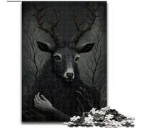 Puzzle 1000 pièces Dieu Cerf Nocturne en Bois, Casse-tête Haute difficulté pour Adolescents 50x75cm Un pour Noël ou Un Anniversaire