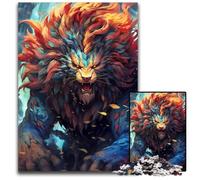 Puzzle 1000 pièces Dieu Lion Tout-Puissant Puzzles en Bois pour Adultes Idéal pour s'amuser en Famille, se détendre et Offrir des Cadeaux de Vacances 50x75cm/19,68x29,52 Pouces