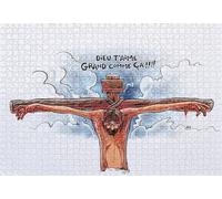 Puzzle 1000 Pieces - Dieu t'aime Grand comme ça d'Alain Auderset - Illustration Chrétienne Inspirante - Détente et défi captivant - Puzzle fabriqué en France