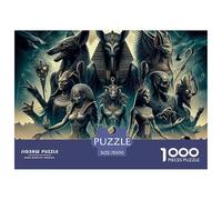 Puzzle 1000 pièces Dieux Égyptiens pour Adultes - Figure Fantastique Sombre avec Pyramides, Très Difficile 70x50cm