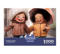 Puzzle 1000 Pièces Difficile Enfants Marche Pluie pour Adultes - Enfants Promenade Parapluie, Jeu Éducatif Anti-Stress, Cadeau, 70x50cm