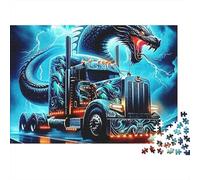 Puzzle 1000 pièces Difficile pour Adultes Camion Dragon Art - Camion Dragon éclair Fantastique, épais, Robuste, qualité supérieure, Vibrant, Difficile, Antidote au Stress 70x50cm/1000pcs