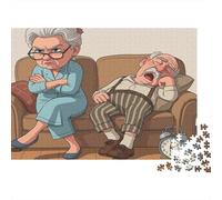 Puzzle 1000 pièces Difficile pour Adultes Scène Couple Âgé - Couple Grincheux sur canapé, épais, Robuste, qualité supérieure, Vibrant, Antidote au Stress, Jeu 38x26cm/1000pcs