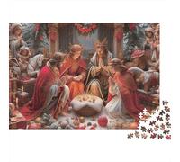 Puzzle 1000 pièces Difficile pour Adultes Scène de Nativité de Noël Scène de Nativité Rois Mages Enfant Jésus Premium Épais Solide Haute qualité Vibrant Soulagement du Stress 70x50cm/1000pcs