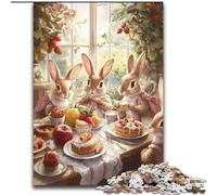 Puzzle 1000 pièces « Dîner de Lapin » pour Adultes, Casse-tête Stimulant pour Adolescents, Divertissement en Famille, Cadeau de décoration d'intérieur DIY (Taille 26x38cm)