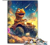 Puzzle 1000 pièces Dinosaure conduisant Une Voiture, Puzzle pour Adultes 50x75cm, Casse-tête éducatif, décoration Artistique pour la Maison et Le Bureau, 14 Ans et Plus