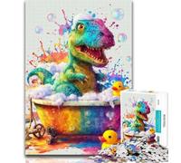 Puzzle 1000 pièces Dinosaure prenant Un Bain Puzzle 1000 pièces pour Adolescents, Jeu Stimulant et Jeu en Famille Cadeaux du Père Noël Secret 26x38cm