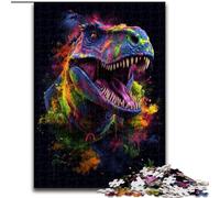 Puzzle 1000 pièces Dinosaures colorés en Bois, pour Noël et Le Nouvel an, Cadeau de Vacances 50x75cm, Jeu de réflexion pour Adolescents, pour Les fêtes