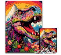 Puzzle 1000 pièces Dinosaures colorés pour Adultes, idéal pour Les Amoureux, pour Noël, Le Nouvel an ou la Saint-Valentin 50x75cm / 19,68x29,52 Pouces