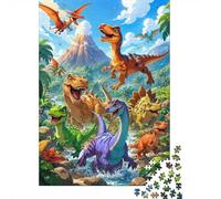 Puzzle 1000 Pièces Dinosaures Volcan Forêt, Hobbyiste Adulte Défi