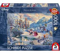 Puzzle 1000 pièces Disney - Kinkade - la Belle et la Bête Enchantement Hivern...