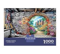 Puzzle 1000 pièces DJ Cat Night - Arche en Pierre et Fleurs - Jeu éducatif pour Adultes - Décoration intérieure - Défi - Niveau de difficulté élevé - Cadeau d'anniversaire - 70 x 50 cm / 1000 pièces