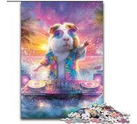 Puzzle 1000 pièces DJ Cochon d'Inde en Carton, Design Complexe pour Adolescents, décoration DIY et Divertissement Stimulant pour Le Cerveau, Taille 26X38cm