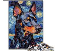 Puzzle 1000 pièces Doberman Ciel Nocturne en Bois, Idée Cadeau Déco Maison DIY Unique 50x75cm pour Adolescents et Familles, Décoration DIY Parfaite et Défi Cérébral