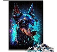 Puzzle 1000 pièces Doberman coloré en Bois, Jeu Familial interactif, adapté aux 14 Ans et Plus, 50x75cm, Jeu de réflexion pour Adolescents, pour Les fêtes