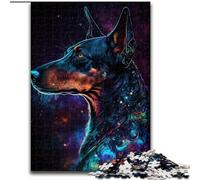 Puzzle 1000 pièces Doberman coloré en Bois, pour Les Parents, Les Amoureux et Les Amis - 14 Ans et Plus 50x75cm Activité de Jeu familiale captivante