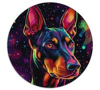 Puzzle 1000 pièces Doberman Galaxie, Puzzle Rond 1000 pièces pour Adultes, Design Complexe pour Adolescents, décoration DIY et Divertissement Stimulant (67,5x67,5cm)
