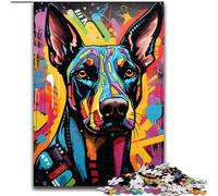 Puzzle 1000 pièces Doberman Graffiti Impossible Puzzles pour Adultes pour Anniversaire, Vacances, Noël, Halloween (Taille 26x38cm)