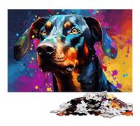 Puzzle 1000 pièces Doberman Pinscher coloré,Puzzle Difficile pour Adultes,activité éducative pour Les compétences cognitives,amélioration des compétences cognitives 50 x 75 cm / 19,68 x 29,52 Pouces