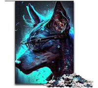 Puzzle 1000 pièces Doberman Pinscher en Carton, Interaction familiale et défi cérébral, Défi d'activité familiale 1000 pièces(26x38cm)