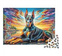Puzzle 1000 Pièces Doberman Pinscher pour Adultes Et Enfants Difficile DIY Jigsaw Puzzle, Familial-Activité Manuelle 70x50cm/1000pcs