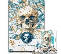 Puzzle 1000 pièces Dollars et Crâne pour Adolescents, Jeu éducatif, Jouet, décoration d'intérieur Unique et Cadeaux (38x26cm)